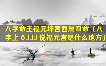 八字命主福元坤宫西属四命（八字上 🐟 说福元宫是什么地方）
